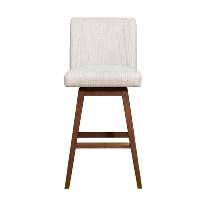 Armen Living  - Basila Swivel Bar Stool in Brown Oak Wood Finish with Beige Fabric - 840254332188 veiw 3
