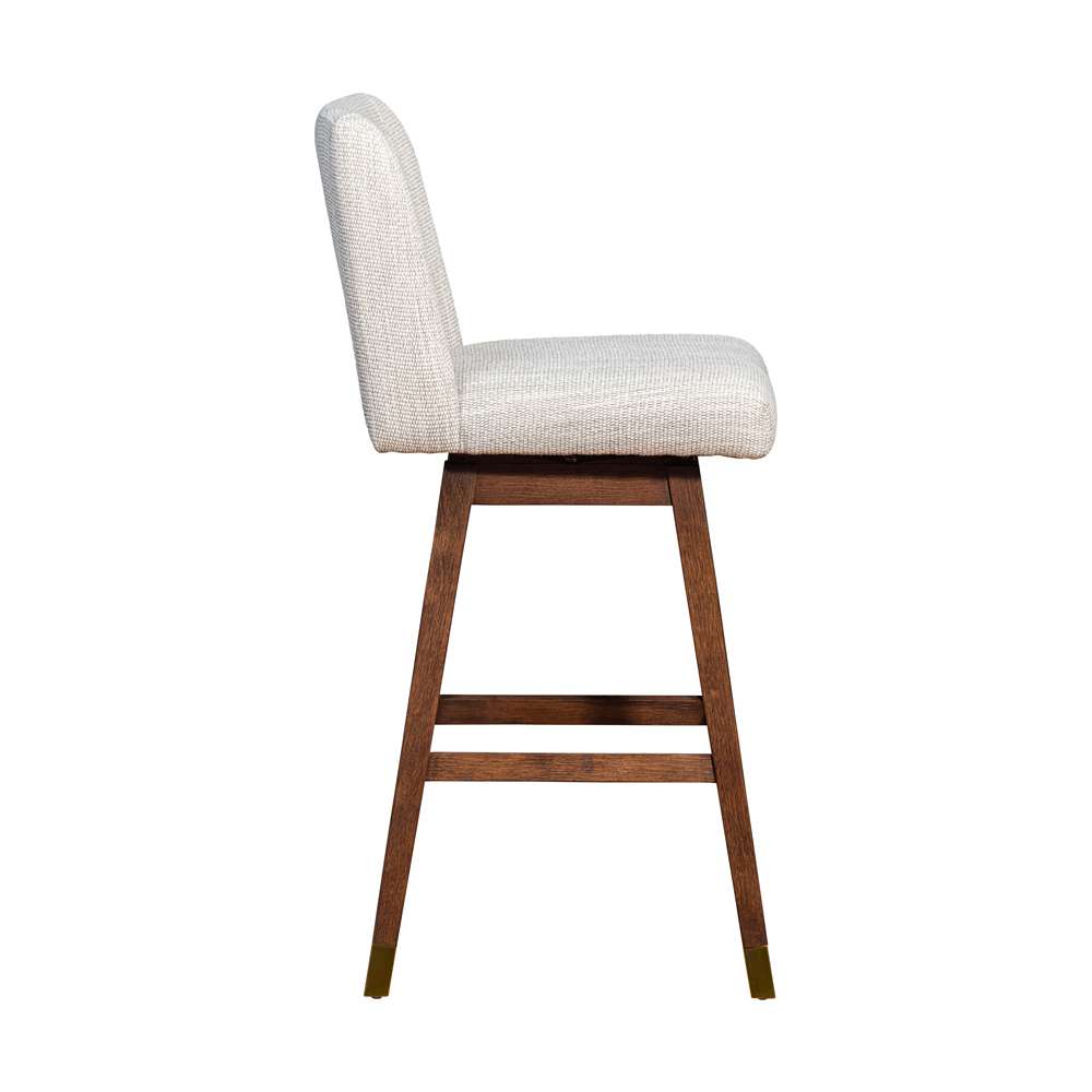 Armen Living  - Basila Swivel Bar Stool in Brown Oak Wood Finish with Beige Fabric - 840254332188 veiw 4