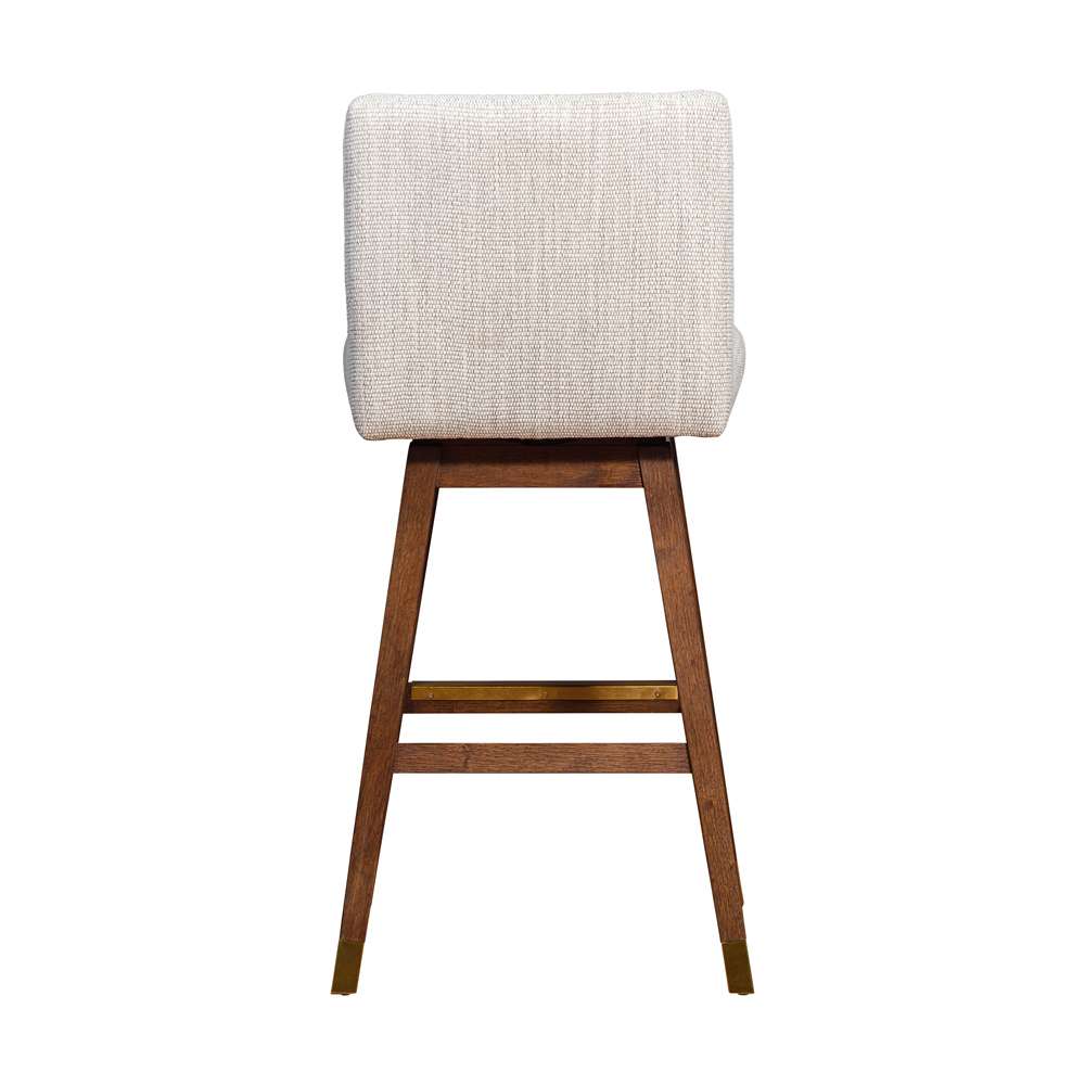 Armen Living  - Basila Swivel Bar Stool in Brown Oak Wood Finish with Beige Fabric - 840254332188 veiw 5