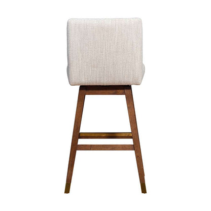 Armen Living  - Basila Swivel Bar Stool in Brown Oak Wood Finish with Beige Fabric - 840254332188 veiw 5