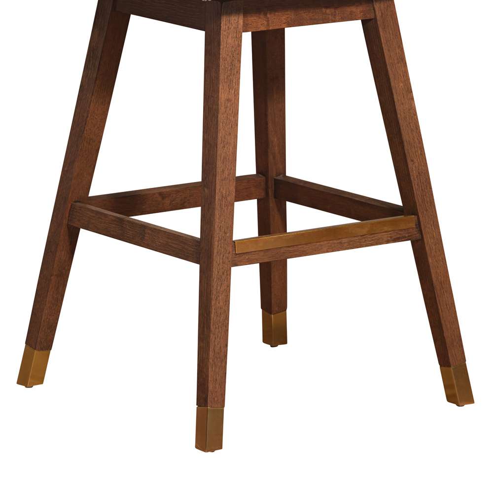 Armen Living  - Basila Swivel Bar Stool in Brown Oak Wood Finish with Beige Fabric - 840254332188 veiw 8