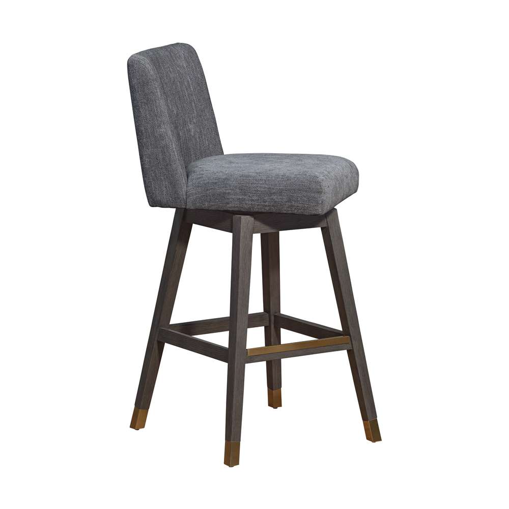 Armen Living  - Basila Swivel Bar Stool in Grey Oak Wood Finish with Grey Fabric - 840254332249 veiw 2