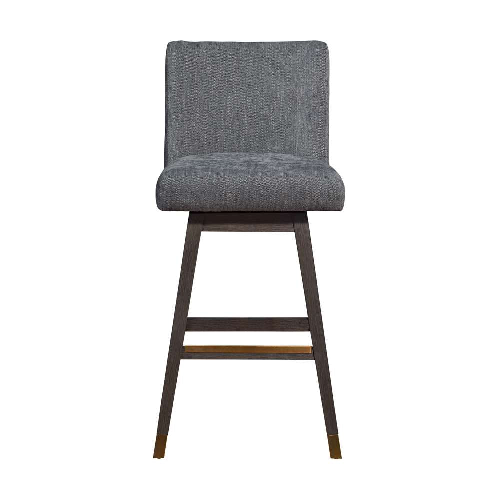 Armen Living  - Basila Swivel Bar Stool in Grey Oak Wood Finish with Grey Fabric - 840254332249 veiw 3