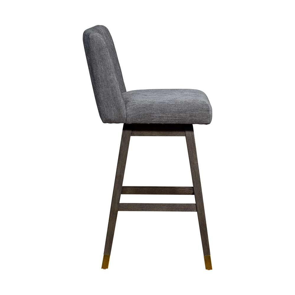 Armen Living  - Basila Swivel Bar Stool in Grey Oak Wood Finish with Grey Fabric - 840254332249 veiw 4