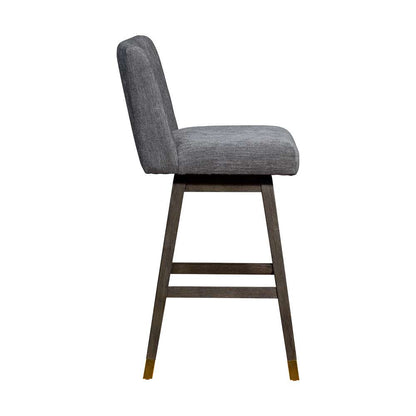 Armen Living  - Basila Swivel Bar Stool in Grey Oak Wood Finish with Grey Fabric - 840254332249 veiw 4