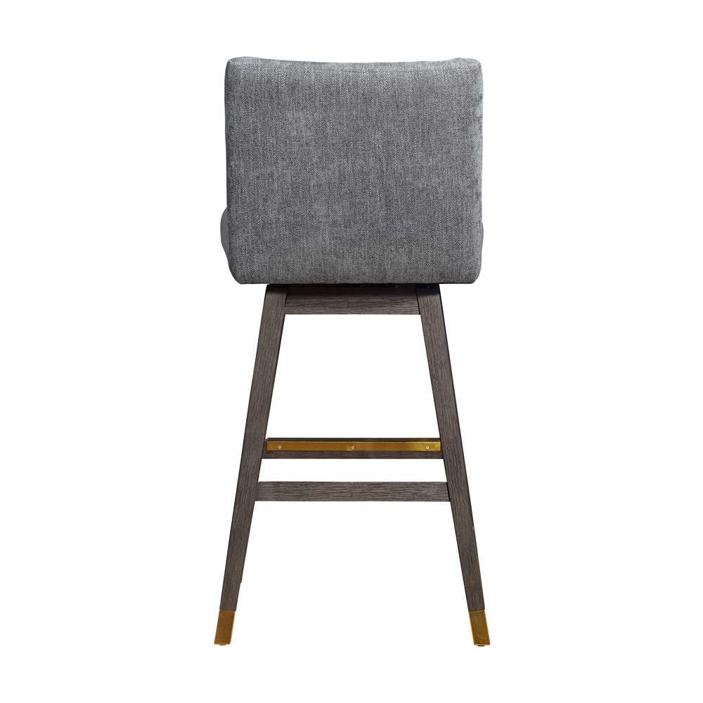 Armen Living  - Basila Swivel Bar Stool in Grey Oak Wood Finish with Grey Fabric - 840254332249 veiw 5