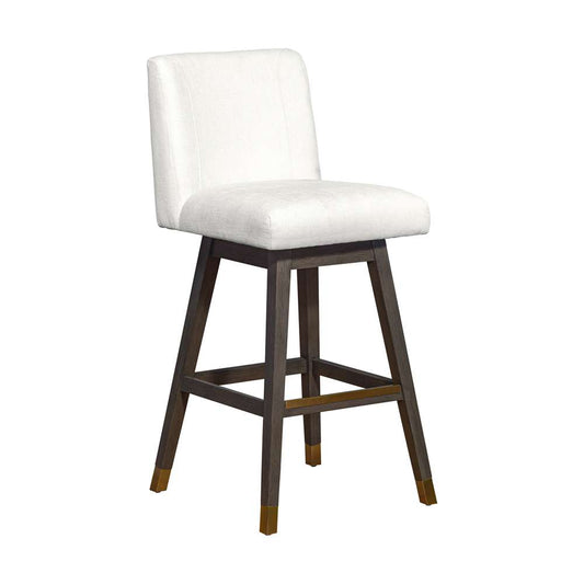 Armen Living  - Basila Swivel Bar Stool in Grey Oak Wood Finish with Pearl Fabric - 840254332225 veiw 1