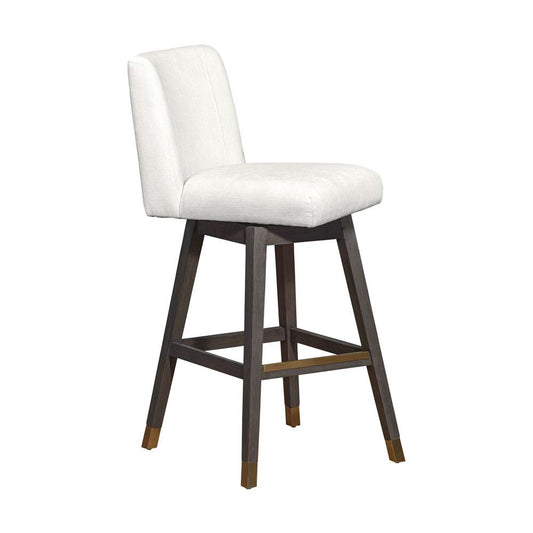 Armen Living  - Basila Swivel Bar Stool in Grey Oak Wood Finish with Pearl Fabric - 840254332225 veiw 2