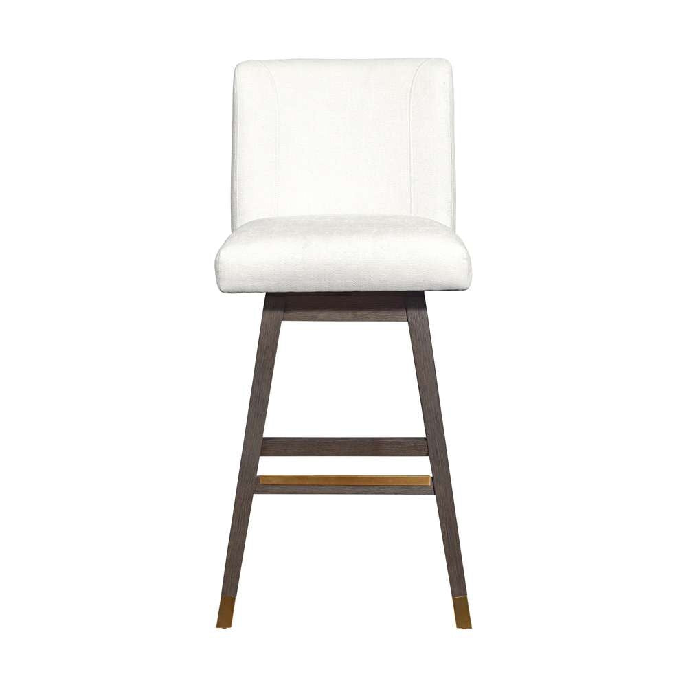 Armen Living  - Basila Swivel Bar Stool in Grey Oak Wood Finish with Pearl Fabric - 840254332225 veiw 3