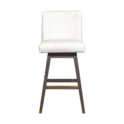 Armen Living  - Basila Swivel Bar Stool in Grey Oak Wood Finish with Pearl Fabric - 840254332225 veiw 3