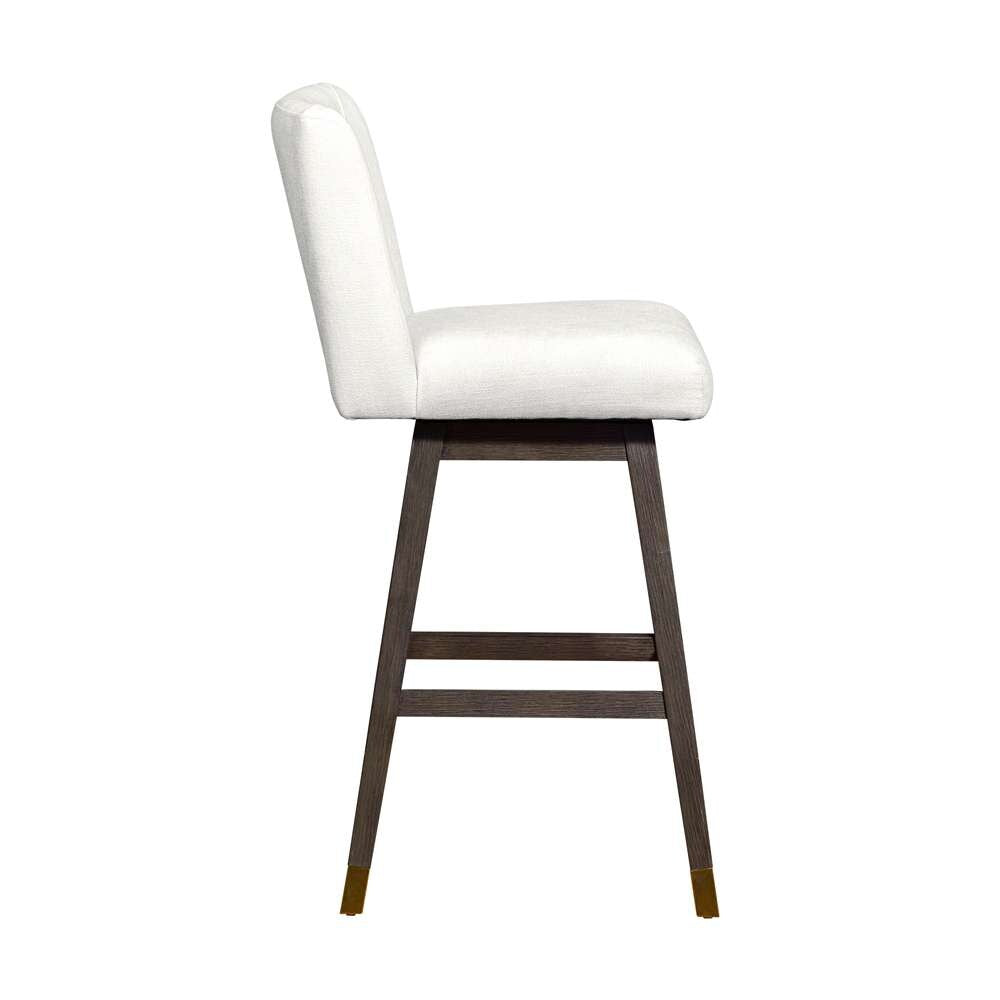 Armen Living  - Basila Swivel Bar Stool in Grey Oak Wood Finish with Pearl Fabric - 840254332225 veiw 4