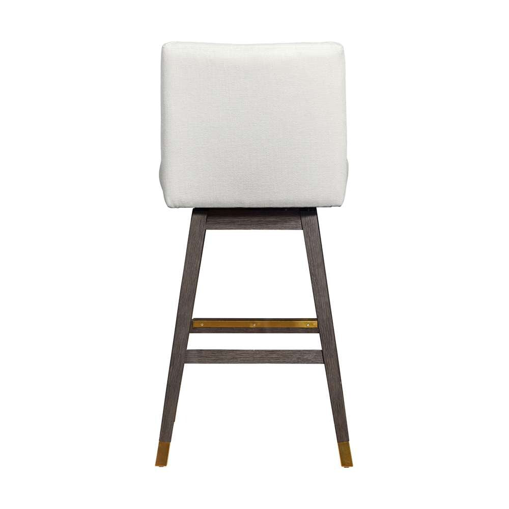 Armen Living  - Basila Swivel Bar Stool in Grey Oak Wood Finish with Pearl Fabric - 840254332225 veiw 5