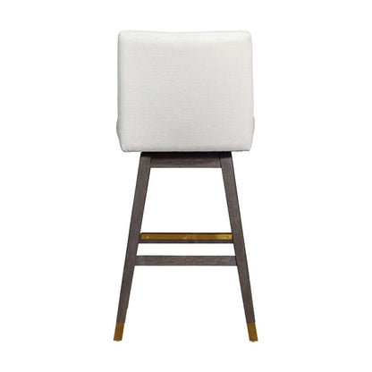 Armen Living  - Basila Swivel Bar Stool in Grey Oak Wood Finish with Pearl Fabric - 840254332225 veiw 5