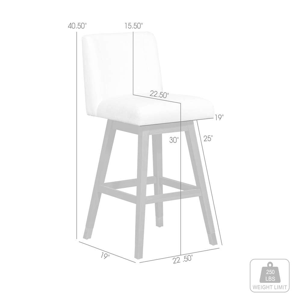 Armen Living  - Basila Swivel Bar Stool in Grey Oak Wood Finish with Pearl Fabric - 840254332225 veiw 10