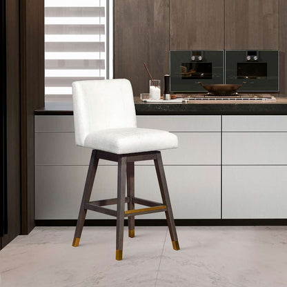 Armen Living  - Basila Swivel Bar Stool in Grey Oak Wood Finish with Pearl Fabric - 840254332225 veiw 11