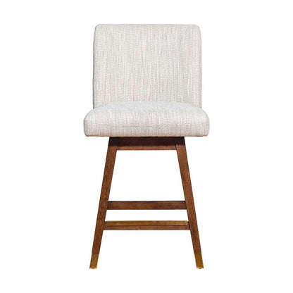 Armen Living  - Basila Swivel Counter Stool in Brown Oak Wood Finish with Beige Fabric - 840254332171 veiw 3