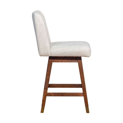 Armen Living  - Basila Swivel Counter Stool in Brown Oak Wood Finish with Beige Fabric - 840254332171 veiw 4