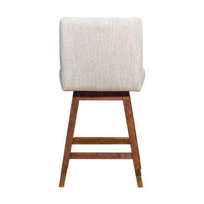 Armen Living  - Basila Swivel Counter Stool in Brown Oak Wood Finish with Beige Fabric - 840254332171 veiw 5