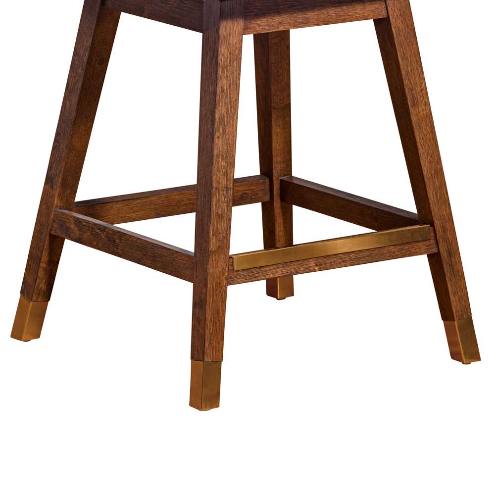 Armen Living  - Basila Swivel Counter Stool in Brown Oak Wood Finish with Beige Fabric - 840254332171 veiw 8