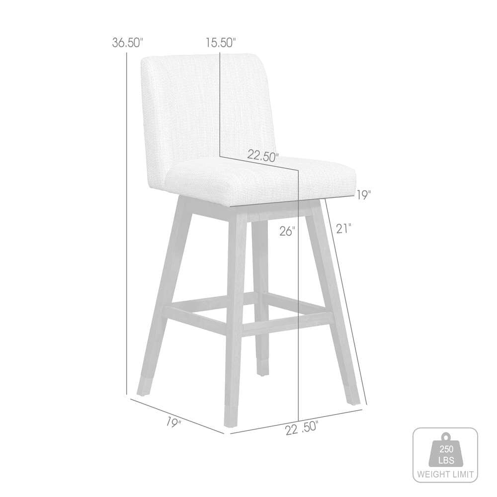 Armen Living  - Basila Swivel Counter Stool in Brown Oak Wood Finish with Beige Fabric - 840254332171 veiw 10