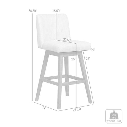 Armen Living  - Basila Swivel Counter Stool in Brown Oak Wood Finish with Beige Fabric - 840254332171 veiw 10