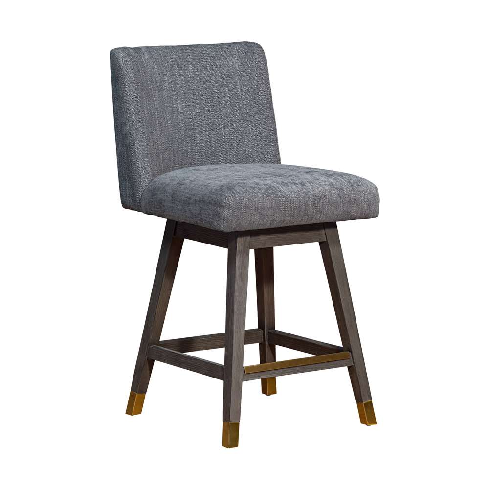 Armen Living  - Basila Swivel Counter Stool in Grey Oak Wood Finish with Grey Fabric - 840254332232 veiw 1
