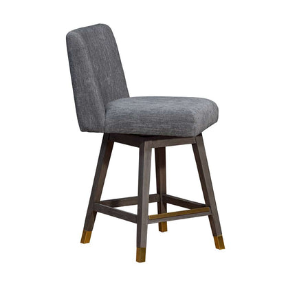 Armen Living  - Basila Swivel Counter Stool in Grey Oak Wood Finish with Grey Fabric - 840254332232 veiw 2