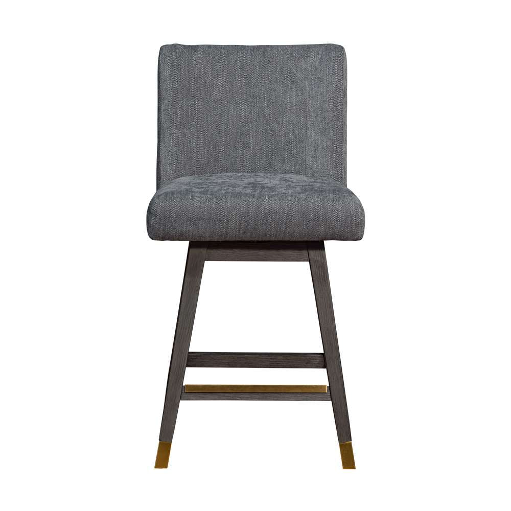 Armen Living  - Basila Swivel Counter Stool in Grey Oak Wood Finish with Grey Fabric - 840254332232 veiw 3