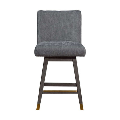 Armen Living  - Basila Swivel Counter Stool in Grey Oak Wood Finish with Grey Fabric - 840254332232 veiw 3
