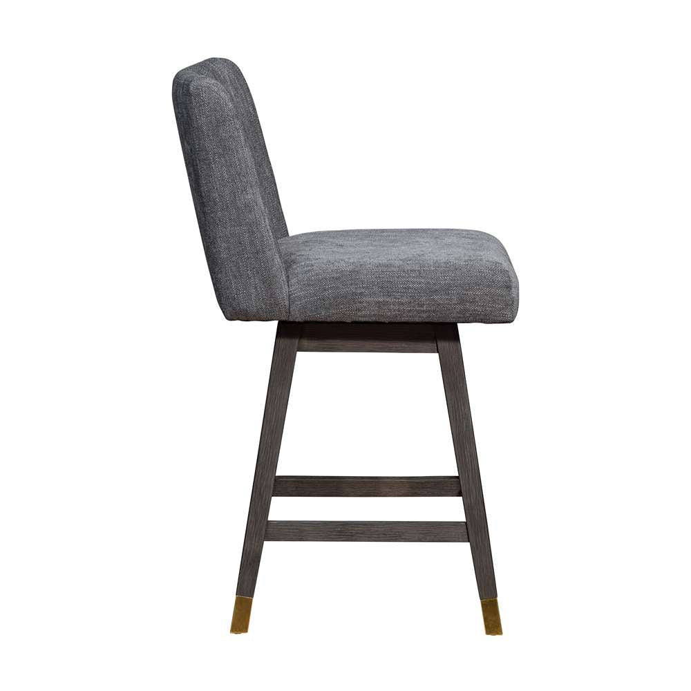 Armen Living  - Basila Swivel Counter Stool in Grey Oak Wood Finish with Grey Fabric - 840254332232 veiw 4