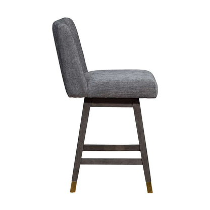Armen Living  - Basila Swivel Counter Stool in Grey Oak Wood Finish with Grey Fabric - 840254332232 veiw 4