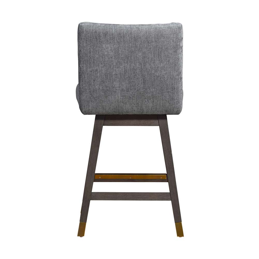 Armen Living  - Basila Swivel Counter Stool in Grey Oak Wood Finish with Grey Fabric - 840254332232 veiw 5