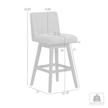 Armen Living  - Basila Swivel Counter Stool in Grey Oak Wood Finish with Grey Fabric - 840254332232 veiw 10
