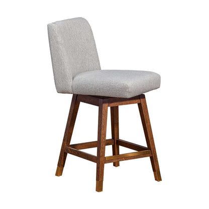 Armen Living  - Basila Swivel Counter Stool in Brown Oak Wood Finish with Taupe Fabric - 840254332195 veiw 2