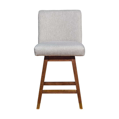 Armen Living  - Basila Swivel Counter Stool in Brown Oak Wood Finish with Taupe Fabric - 840254332195 veiw 3