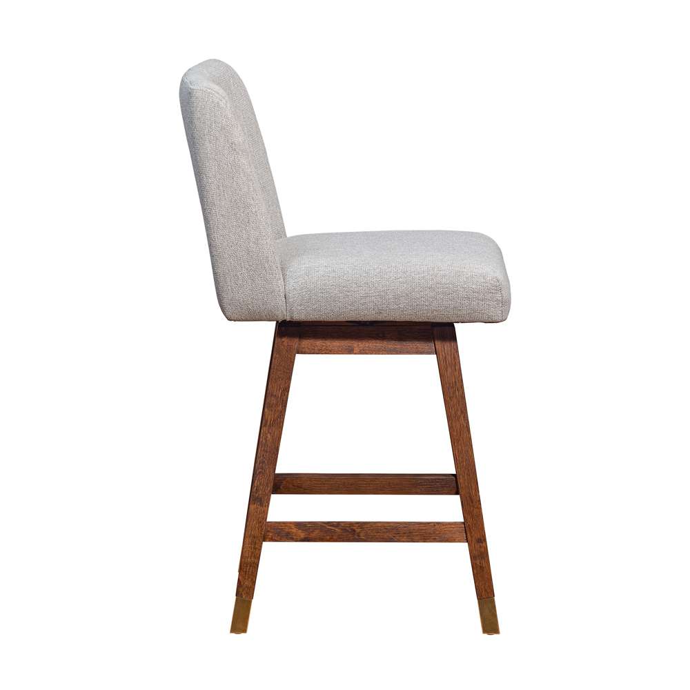 Armen Living  - Basila Swivel Counter Stool in Brown Oak Wood Finish with Taupe Fabric - 840254332195 veiw 4