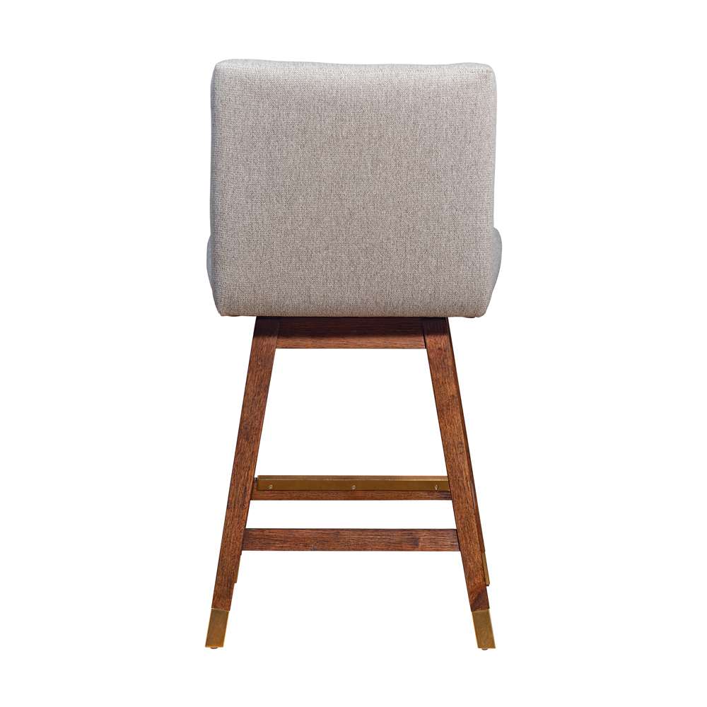 Armen Living  - Basila Swivel Counter Stool in Brown Oak Wood Finish with Taupe Fabric - 840254332195 veiw 5