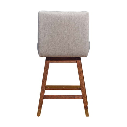 Armen Living  - Basila Swivel Counter Stool in Brown Oak Wood Finish with Taupe Fabric - 840254332195 veiw 5