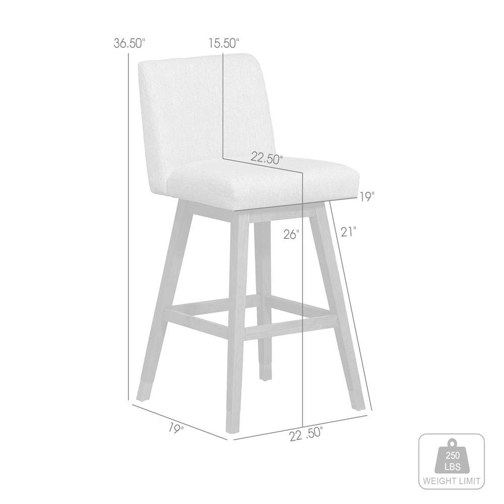 Armen Living  - Basila Swivel Counter Stool in Brown Oak Wood Finish with Taupe Fabric - 840254332195 veiw 10