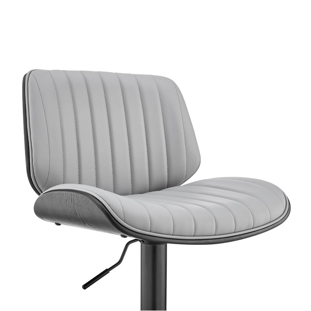 Armen Living - Brock Adjustable Gray Faux Leather and Walnut Wood Bar Stool with Black Base - LCBCBABLBLGR veiw 6
