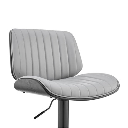 Armen Living - Brock Adjustable Gray Faux Leather and Walnut Wood Bar Stool with Black Base - LCBCBABLBLGR veiw 6