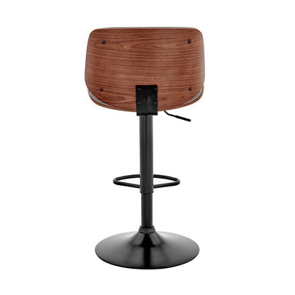 Armen Living - Brock Adjustable Gray Faux Leather and Walnut Wood with Black Finish Bar Stool - LCBCBAWABLGR veiw 5