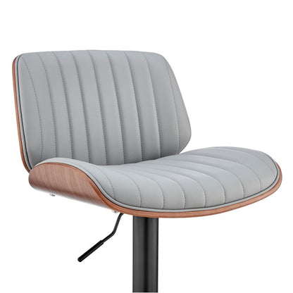 Armen Living - Brock Adjustable Gray Faux Leather and Walnut Wood with Black Finish Bar Stool - LCBCBAWABLGR veiw 6
