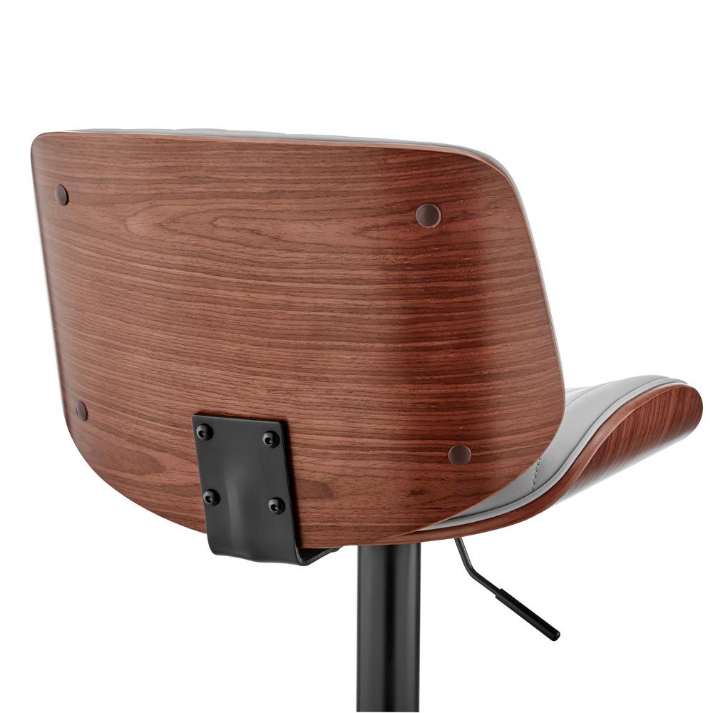 Armen Living - Brock Adjustable Gray Faux Leather and Walnut Wood with Black Finish Bar Stool - LCBCBAWABLGR veiw 7