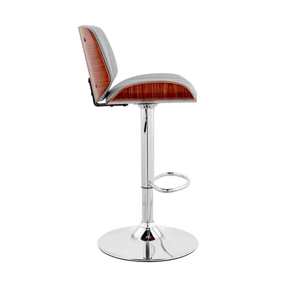Armen Living - Brock Adjustable Gray Faux Leather and Walnut Wood with Chrome Finish Bar Stool - LCBCBAWAGR veiw 3