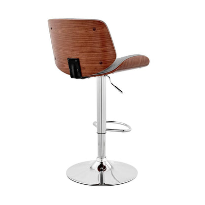 Armen Living - Brock Adjustable Gray Faux Leather and Walnut Wood with Chrome Finish Bar Stool - LCBCBAWAGR veiw 4