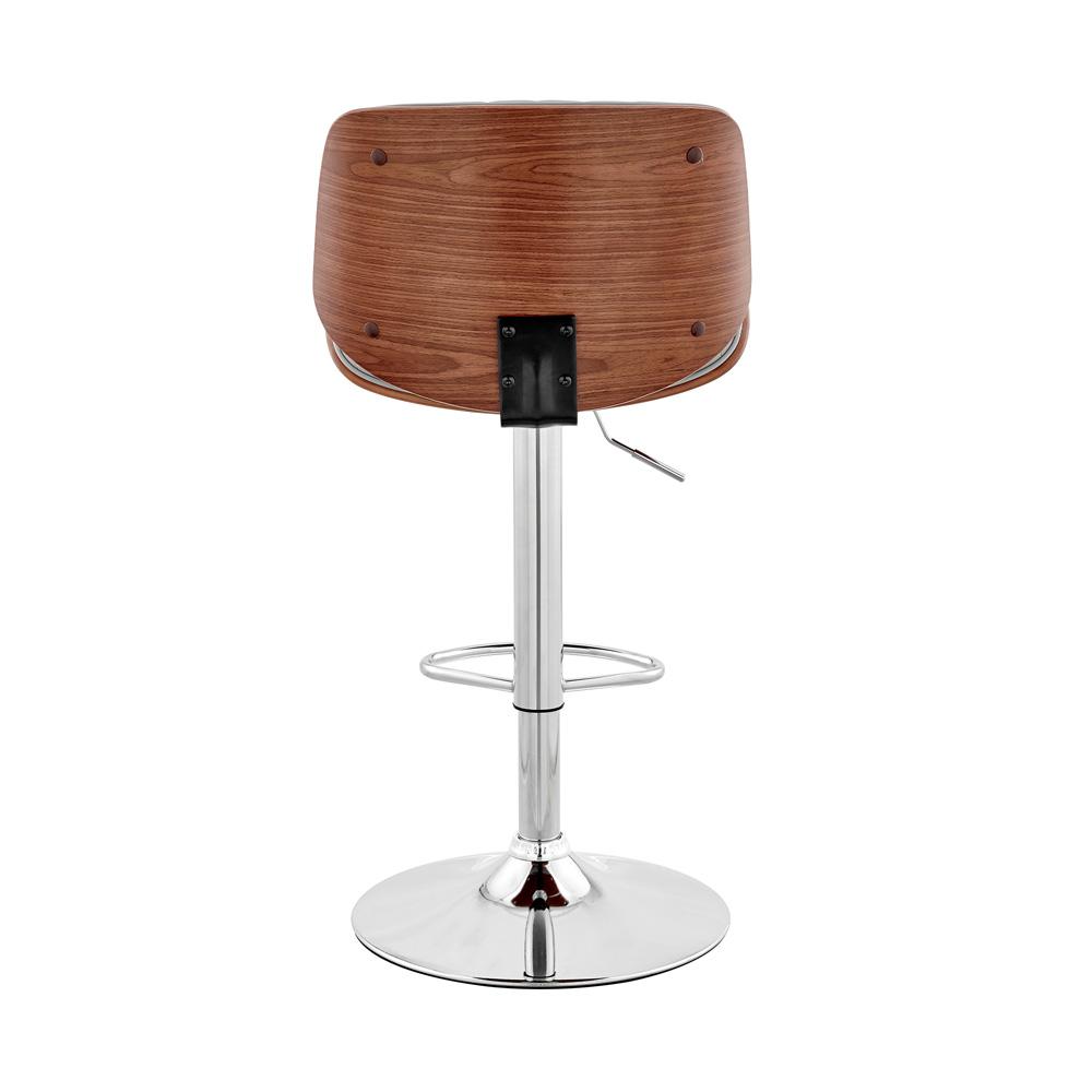 Armen Living - Brock Adjustable Gray Faux Leather and Walnut Wood with Chrome Finish Bar Stool - LCBCBAWAGR veiw 5