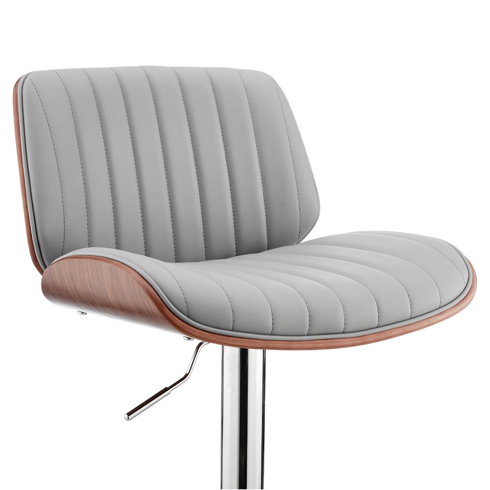 Armen Living - Brock Adjustable Gray Faux Leather and Walnut Wood with Chrome Finish Bar Stool - LCBCBAWAGR veiw 6
