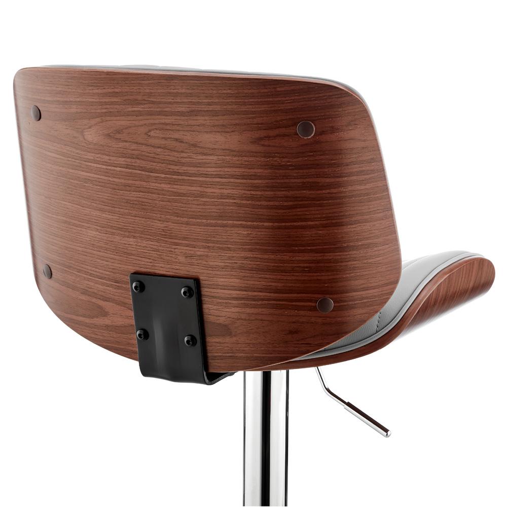 Armen Living - Brock Adjustable Gray Faux Leather and Walnut Wood with Chrome Finish Bar Stool - LCBCBAWAGR veiw 7