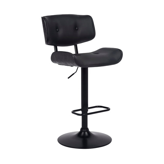 Armen Living - Brooklyn Adjustable Swivel Black Faux Leather and Black Wood Bar Stool with Black Base - LCBRBABLBL veiw 1